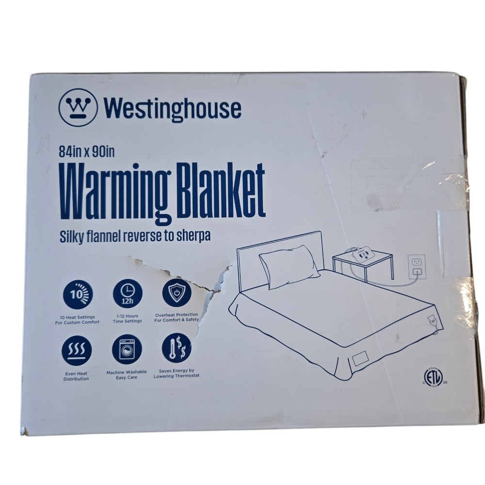 Westinghouse Electric Blanket Queen Size Silky Flannel Reverse Sherpa 84" x 90"